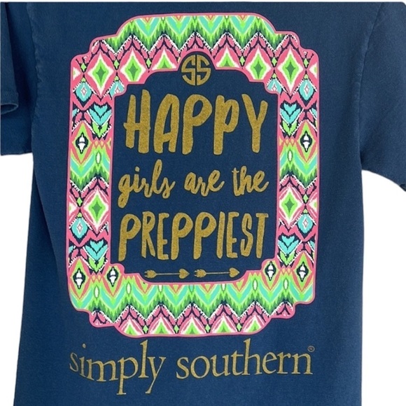 Simply Southern Happy Girls‎ Are The Preppiest Graphic Tee Shirt - Picture 1 of 8
